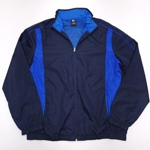 Starter Jacket Men's Medium Navy‎ Blue Full Zip Nylon Windbreaker Pockets, Logo